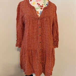 HOLDING HORSES Red Button-Down Tunic